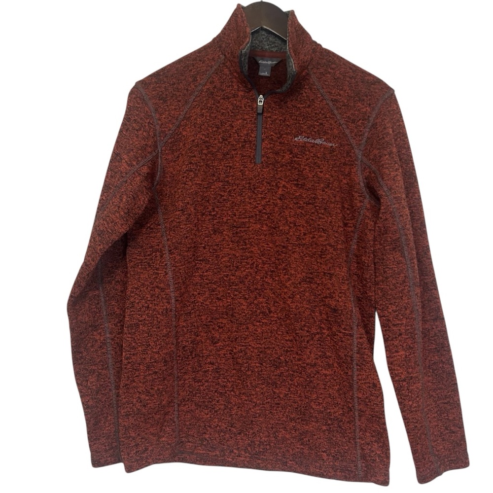 Eddie Bauer quarter zip pullover sweater layer orange brown